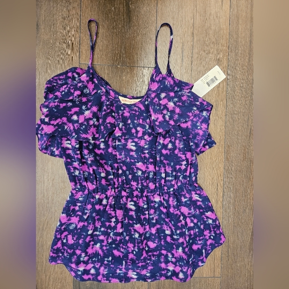 NWT Rebecca Taylor 100% Silk Floral Top - Size 4 - Picture 6 of 13